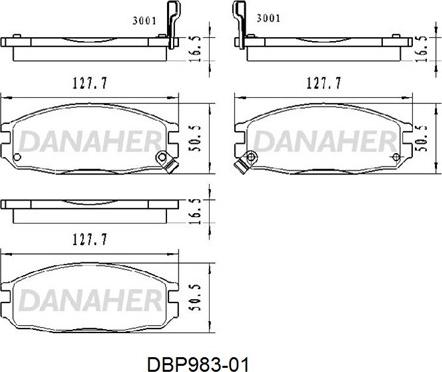 Danaher DBP983-01 - Kit de plaquettes de frein, frein à disque cwaw.fr