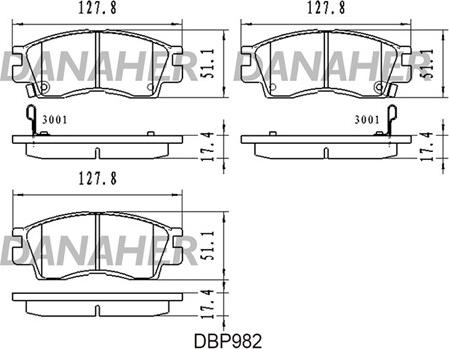 Danaher DBP982 - Kit de plaquettes de frein, frein à disque cwaw.fr