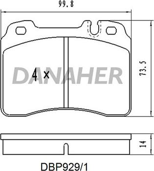 Danaher DBP929/1 - Kit de plaquettes de frein, frein à disque cwaw.fr