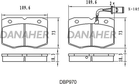 Danaher DBP970 - Kit de plaquettes de frein, frein à disque cwaw.fr