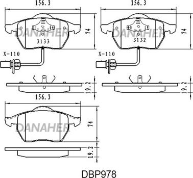 Danaher DBP978 - Kit de plaquettes de frein, frein à disque cwaw.fr