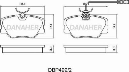 Danaher DBP499/2 - Kit de plaquettes de frein, frein à disque cwaw.fr