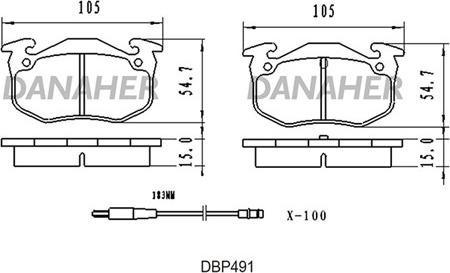 Danaher DBP491 - Kit de plaquettes de frein, frein à disque cwaw.fr