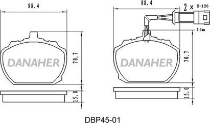 Danaher DBP45-01 - Kit de plaquettes de frein, frein à disque cwaw.fr