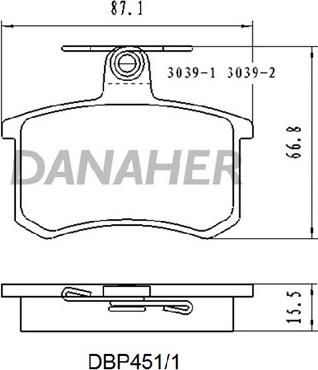 Danaher DBP451/1 - Kit de plaquettes de frein, frein à disque cwaw.fr