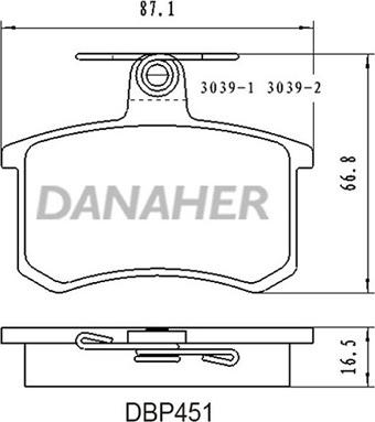 Danaher DBP451 - Kit de plaquettes de frein, frein à disque cwaw.fr