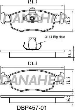 Danaher DBP457-01 - Kit de plaquettes de frein, frein à disque cwaw.fr