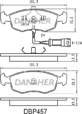 Danaher DBP457 - Kit de plaquettes de frein, frein à disque cwaw.fr