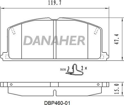 Danaher DBP460-01 - Kit de plaquettes de frein, frein à disque cwaw.fr