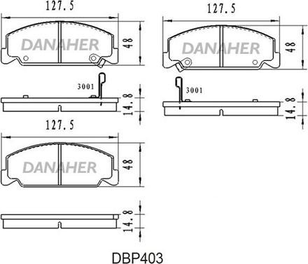 Danaher DBP403 - Kit de plaquettes de frein, frein à disque cwaw.fr