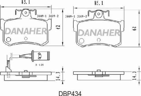 Danaher DBP434 - Kit de plaquettes de frein, frein à disque cwaw.fr