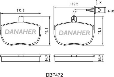 Danaher DBP472 - Kit de plaquettes de frein, frein à disque cwaw.fr