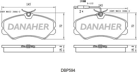 Danaher DBP594 - Kit de plaquettes de frein, frein à disque cwaw.fr