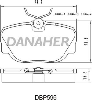 Danaher DBP596 - Kit de plaquettes de frein, frein à disque cwaw.fr