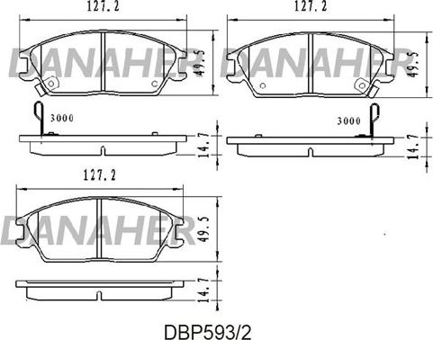 Danaher DBP593/2 - Kit de plaquettes de frein, frein à disque cwaw.fr