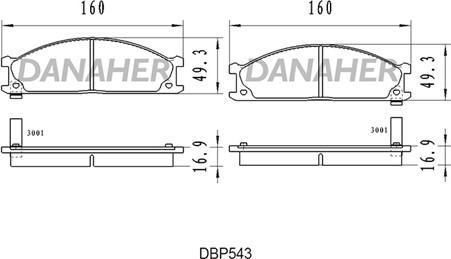 Danaher DBP543 - Kit de plaquettes de frein, frein à disque cwaw.fr