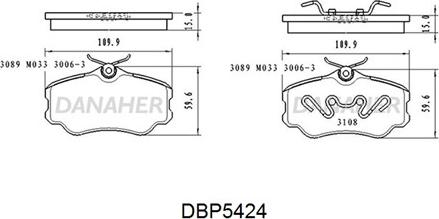 Danaher DBP5424 - Kit de plaquettes de frein, frein à disque cwaw.fr