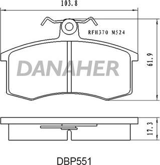 Danaher DBP551 - Kit de plaquettes de frein, frein à disque cwaw.fr