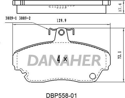 Danaher DBP558-01 - Kit de plaquettes de frein, frein à disque cwaw.fr