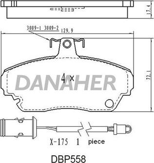 Danaher DBP558 - Kit de plaquettes de frein, frein à disque cwaw.fr