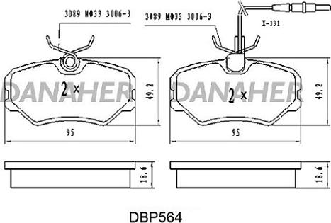 Danaher DBP564 - Kit de plaquettes de frein, frein à disque cwaw.fr