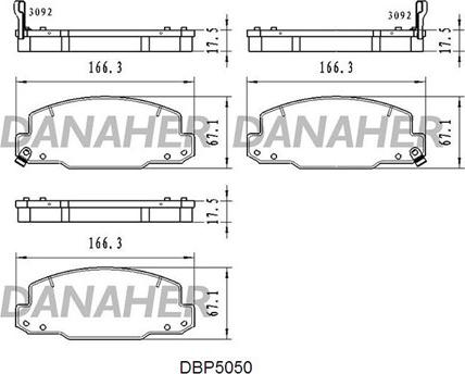 Danaher DBP5050 - Kit de plaquettes de frein, frein à disque cwaw.fr