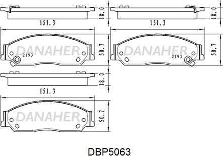 Danaher DBP5063 - Kit de plaquettes de frein, frein à disque cwaw.fr