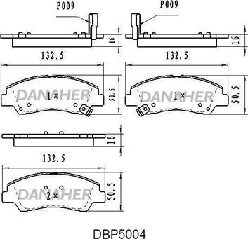 Danaher DBP5004 - Kit de plaquettes de frein, frein à disque cwaw.fr