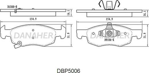 Danaher DBP5006 - Kit de plaquettes de frein, frein à disque cwaw.fr