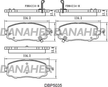 Danaher DBP5035 - Kit de plaquettes de frein, frein à disque cwaw.fr