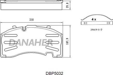 Danaher DBP5032 - Kit de plaquettes de frein, frein à disque cwaw.fr