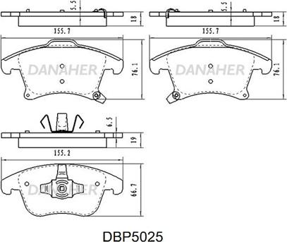 Danaher DBP5025 - Kit de plaquettes de frein, frein à disque cwaw.fr