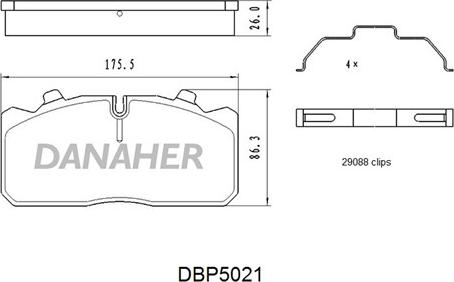 Danaher DBP5021 - Kit de plaquettes de frein, frein à disque cwaw.fr