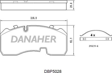 Danaher DBP5028 - Kit de plaquettes de frein, frein à disque cwaw.fr