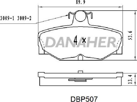 Danaher DBP507 - Kit de plaquettes de frein, frein à disque cwaw.fr