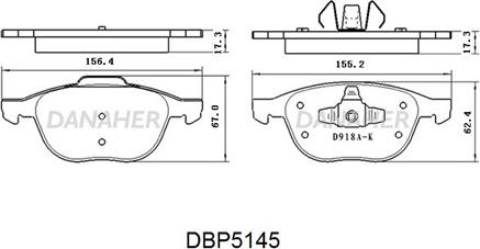 Danaher DBP5145 - Kit de plaquettes de frein, frein à disque cwaw.fr