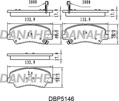 Danaher DBP5146 - Kit de plaquettes de frein, frein à disque cwaw.fr