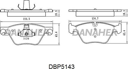 Danaher DBP5143 - Kit de plaquettes de frein, frein à disque cwaw.fr