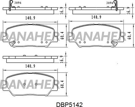 Danaher DBP5142 - Kit de plaquettes de frein, frein à disque cwaw.fr