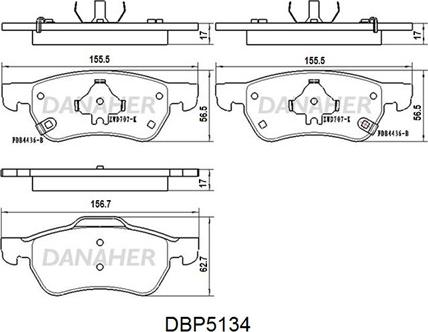 Danaher DBP5134 - Kit de plaquettes de frein, frein à disque cwaw.fr