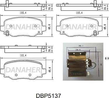 Danaher DBP5137 - Kit de plaquettes de frein, frein à disque cwaw.fr