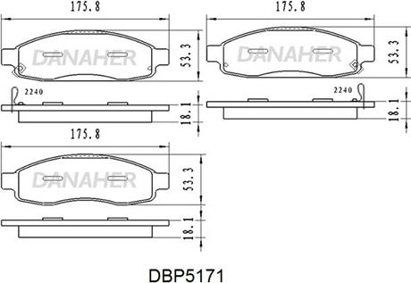 Danaher DBP5171 - Kit de plaquettes de frein, frein à disque cwaw.fr