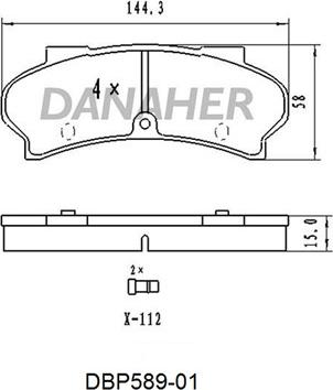 Danaher DBP589-01 - Kit de plaquettes de frein, frein à disque cwaw.fr