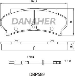 Danaher DBP589 - Kit de plaquettes de frein, frein à disque cwaw.fr