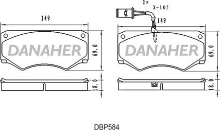 Danaher DBP584 - Kit de plaquettes de frein, frein à disque cwaw.fr