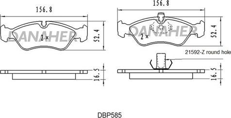 Danaher DBP585 - Kit de plaquettes de frein, frein à disque cwaw.fr