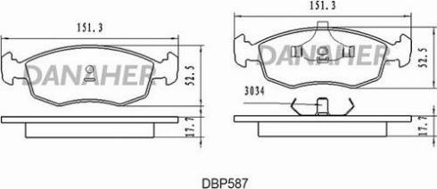 Danaher DBP587 - Kit de plaquettes de frein, frein à disque cwaw.fr