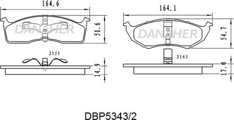 Danaher DBP5343/2 - Kit de plaquettes de frein, frein à disque cwaw.fr