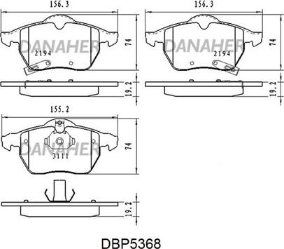 Danaher DBP5368 - Kit de plaquettes de frein, frein à disque cwaw.fr