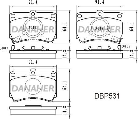 Danaher DBP531 - Kit de plaquettes de frein, frein à disque cwaw.fr